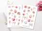 Preview: Watercolor Café Sticker Set